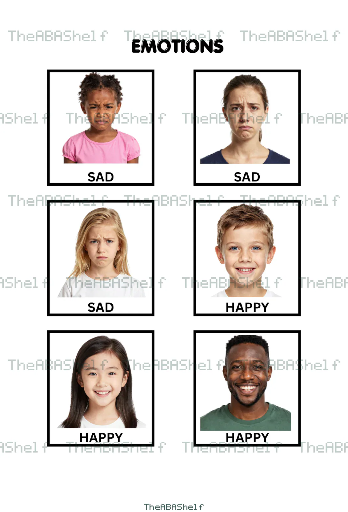 Watermarked preview of Emotions: Basic Picture Cards
