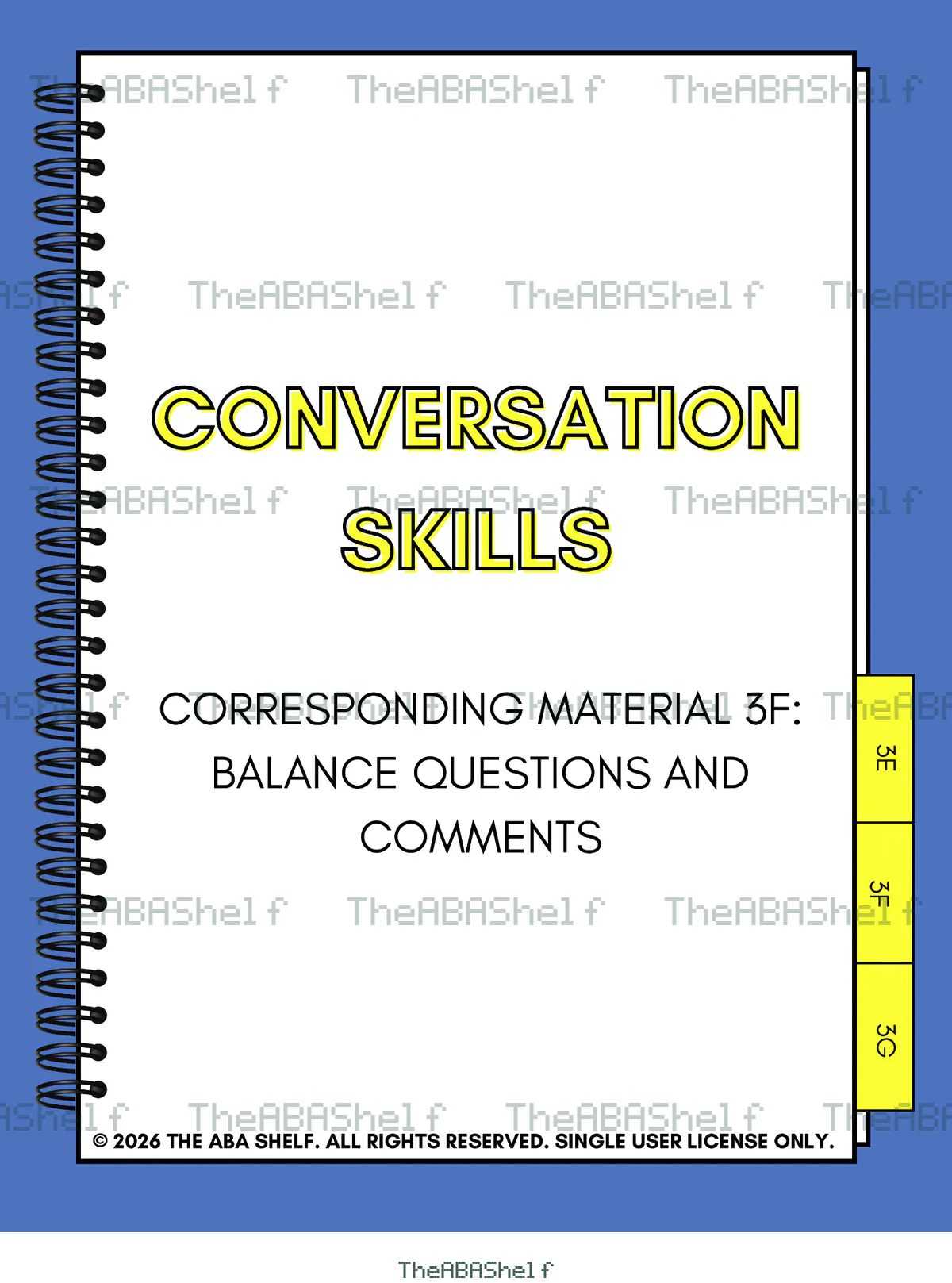 Watermarked preview of Conversation Skills 3F: Balance Questions and Comments
