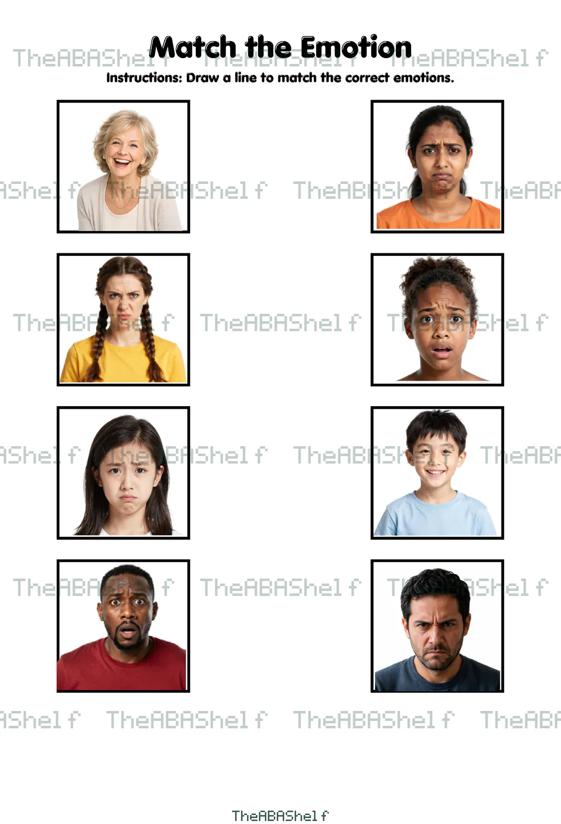 Watermarked preview of Emotions: Match the Emotions (Basic Emotions)