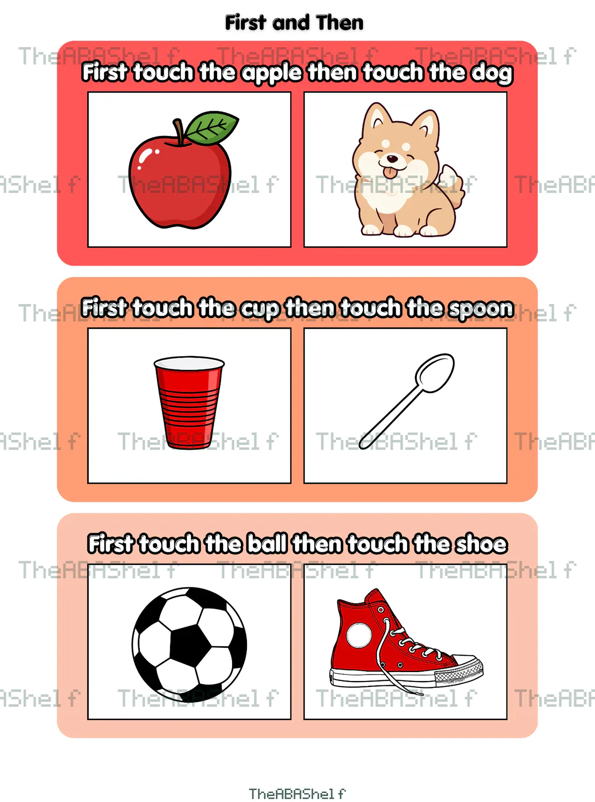 Watermarked preview of Following 2-Step Directions: First & then Level 1 (no distracters)