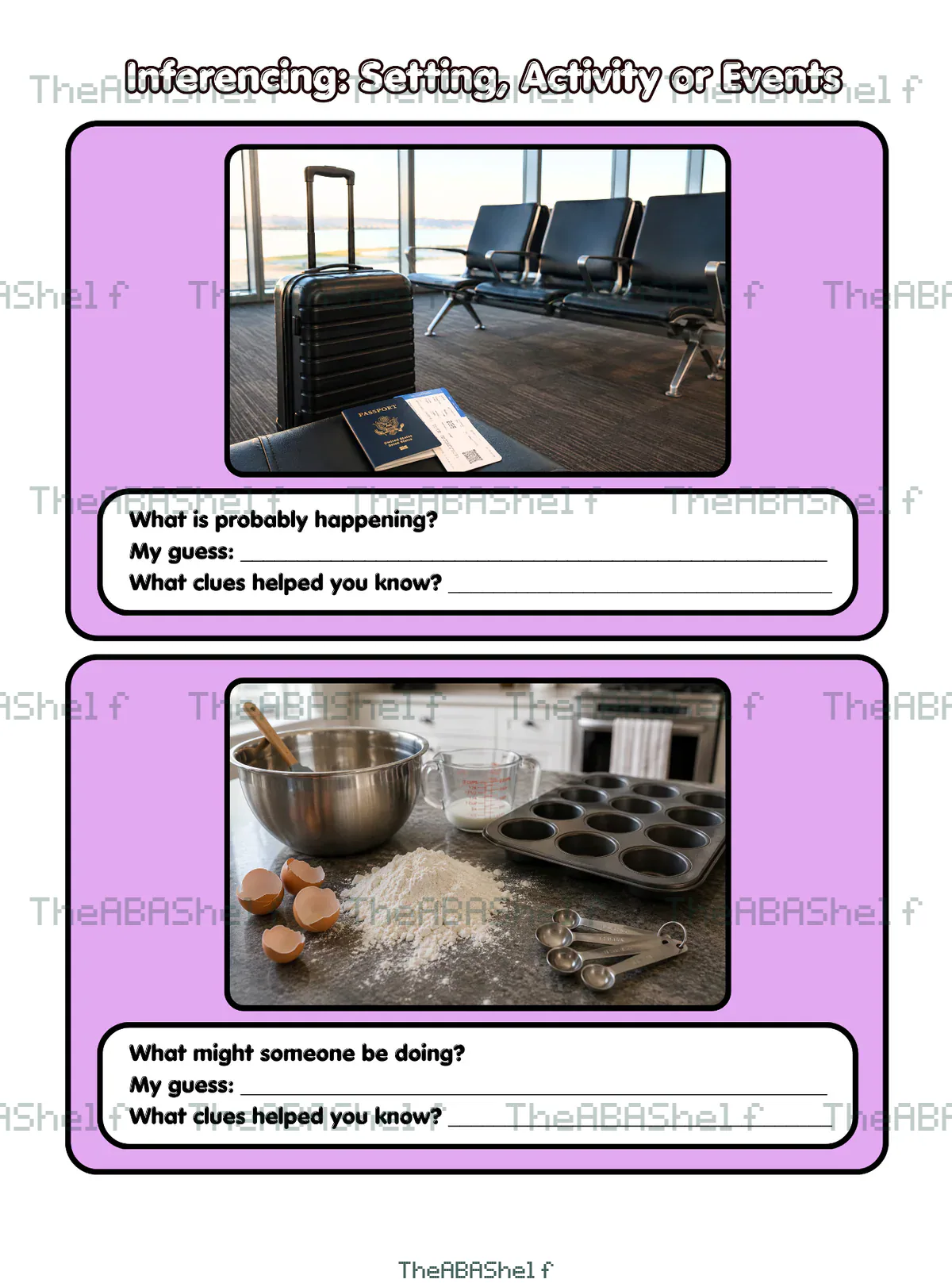 Watermarked preview of Inferencing: Setting, Activity, or Person using Context Clues