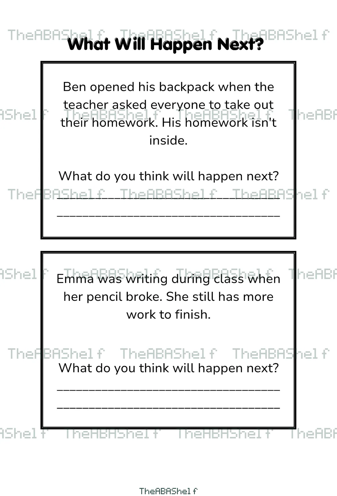 Watermarked preview of Prediction Cards: Written Scenarios