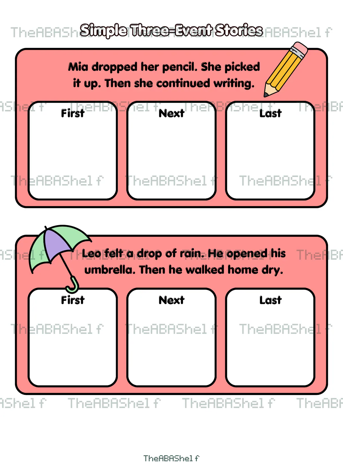 Watermarked preview of Retelling Simple 3-Event Stories