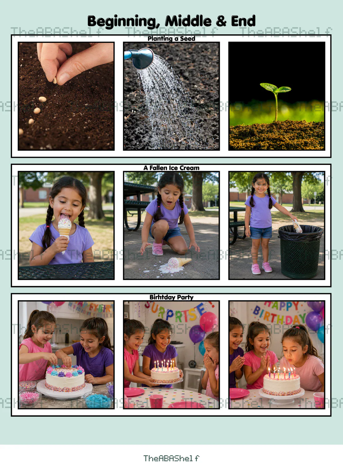 Watermarked preview of Sequencing Stories: Beginning, Middle, End