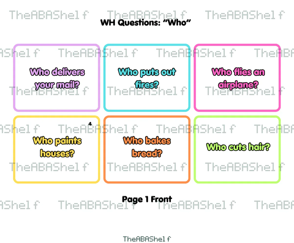 Watermarked preview of WH Questions: Who Flashcards