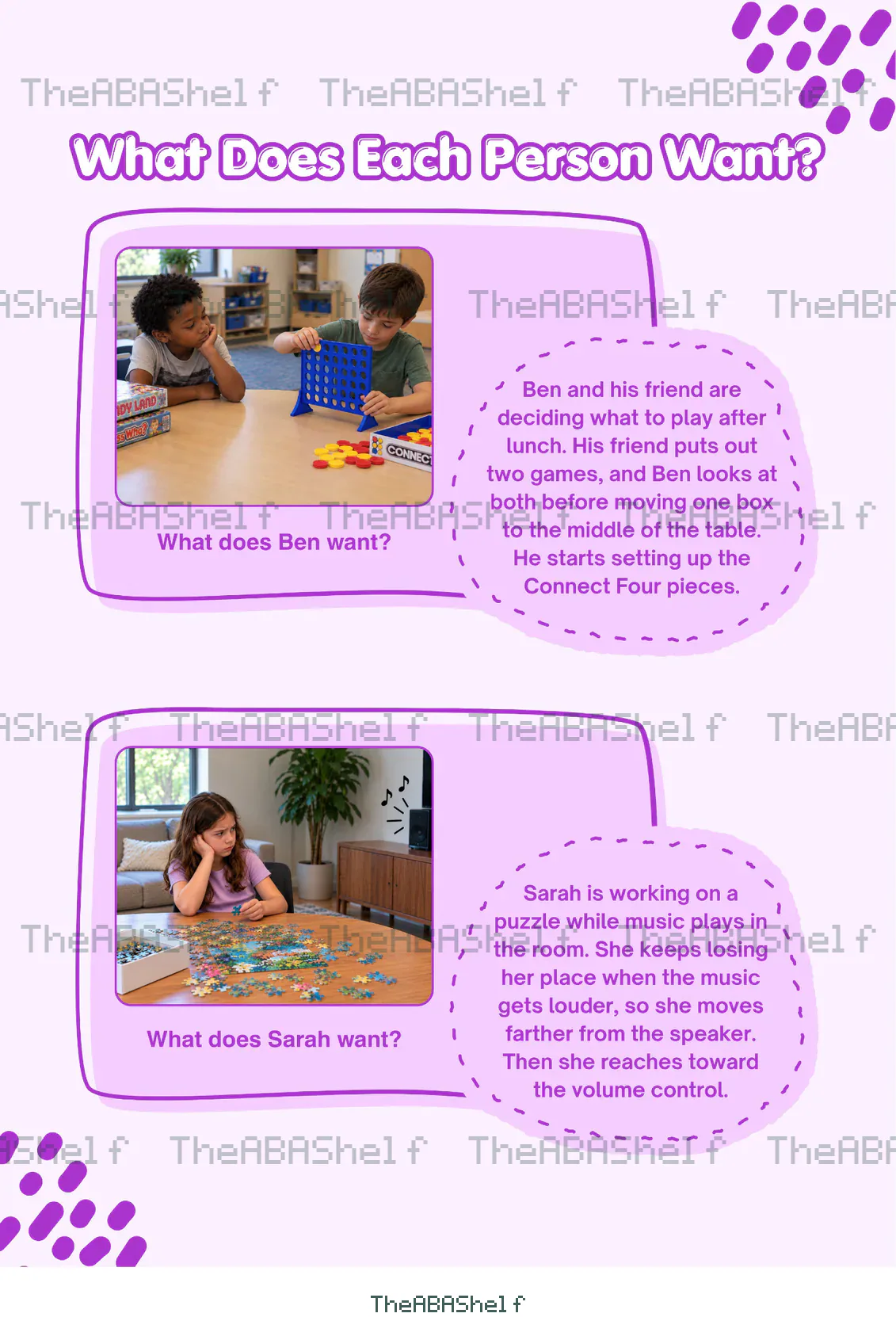 Watermarked preview of What Does Each Person Want/Prefer Written Scenarios